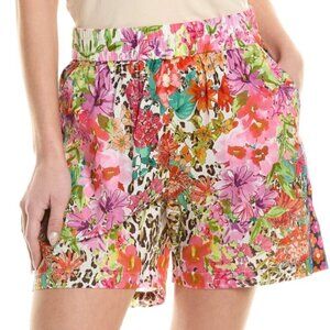 Johnny Was 'Wild Garden' Floral-Print Cotton Bermuda Shorts, Multicolor